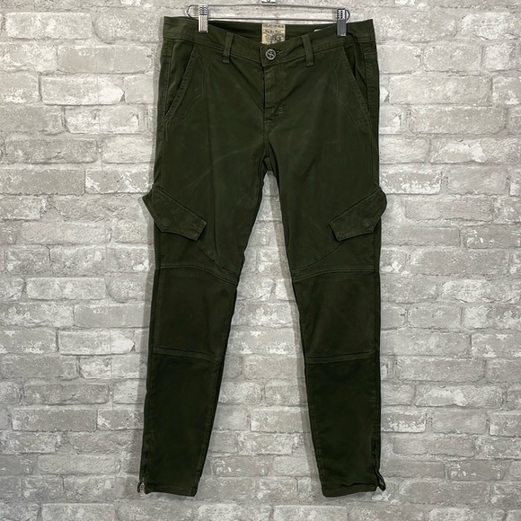 DYLAN GEORGE Olive Green Mary Skinny Cargo Jeans - Picture 1 of 8